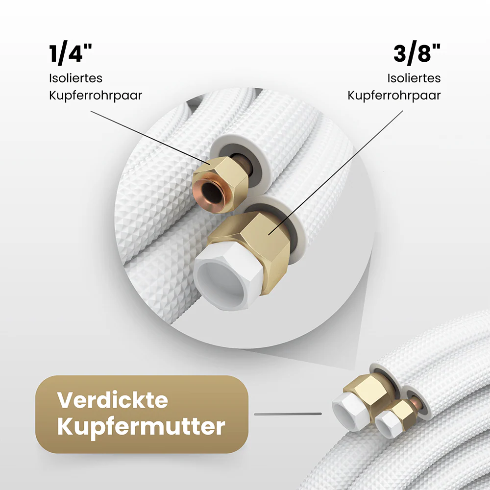 Kältebringer® 1-15m Kältemittelleitung 1/4“ + 3/8" Montage-Set für Split-Klimaanlage (5-adrig) - Image 6