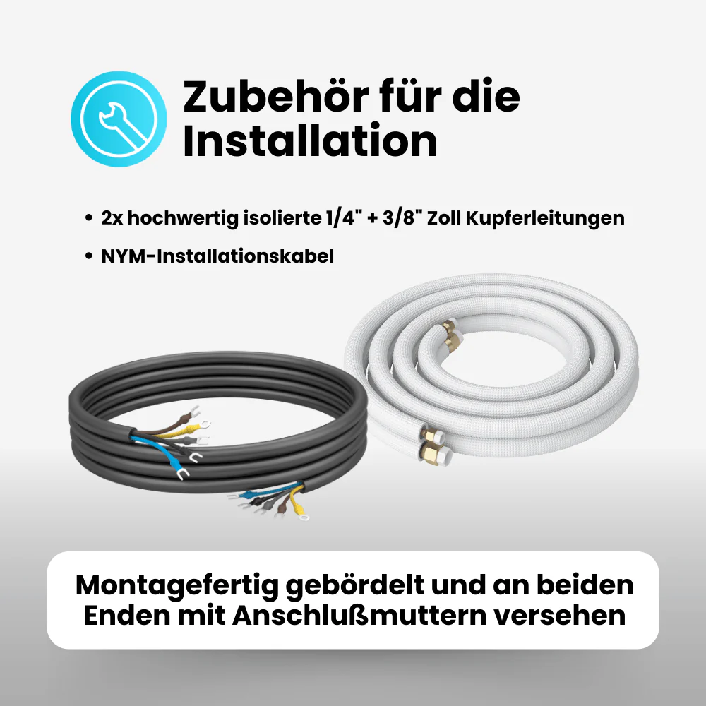 Kältebringer® 1-15m Kältemittelleitung 1/4“ + 3/8" Montage-Set für Split-Klimaanlage (5-adrig) - Image 7